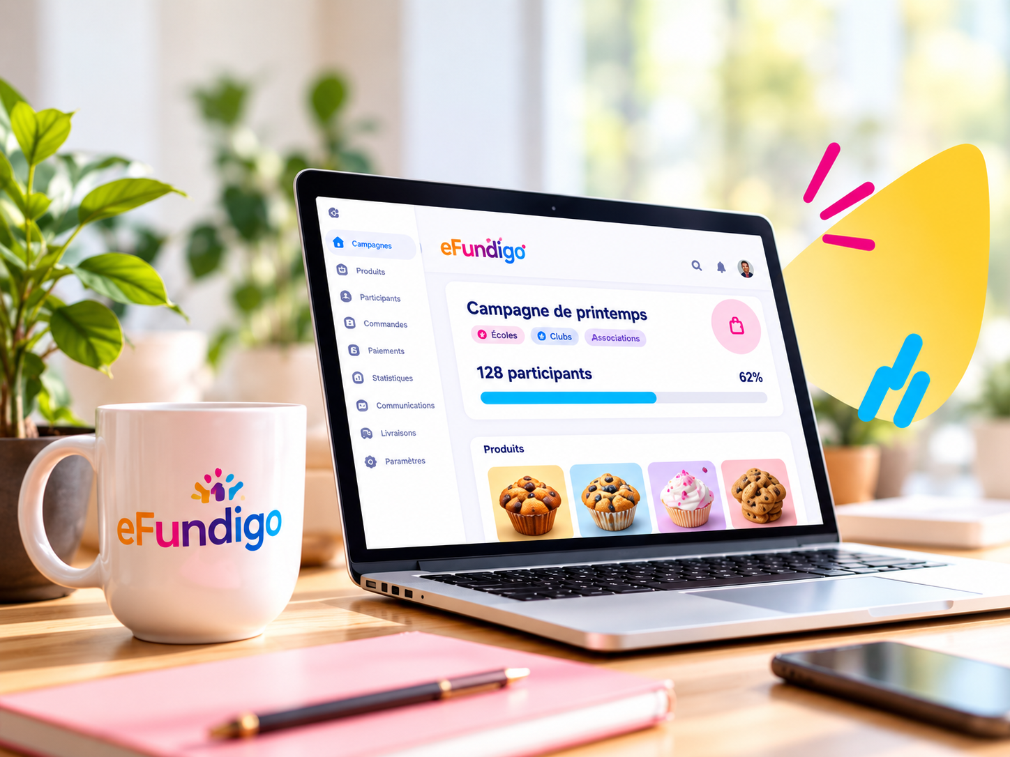 Aperçu d'Efundigo sur un ordinateur portable